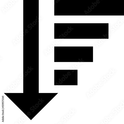 Decreasing Bar Chart Icon - Descending Data Graph Vector Symbol