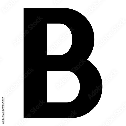 Letter B Icon - Bold Black Alphabet Typography Vector Symbol