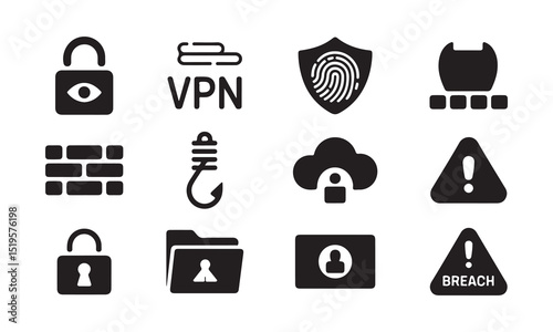 Collection of Cybersecurity Icons for Enhanced Data Protection