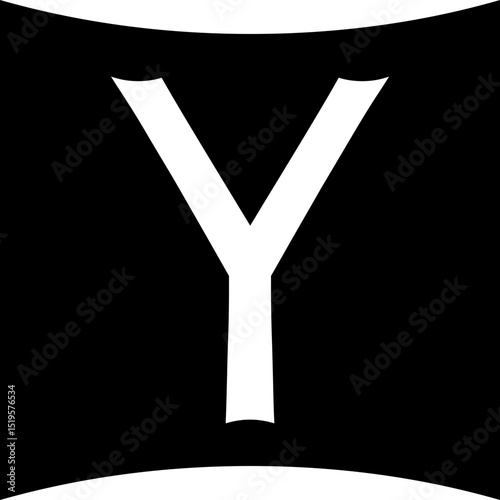 Letter Y Alphabet Typography Curved Black Icon Vector