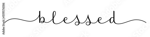 BLESSED black vector brush calligraphy banner with swashes