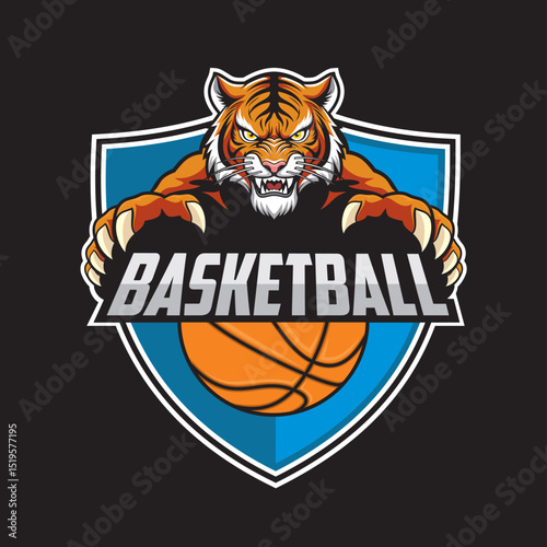 basketball club logo tiger vector illustration design