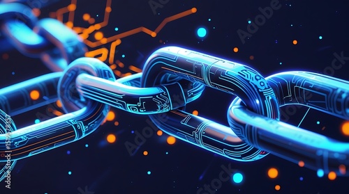 Futuristic digital chain link technology background