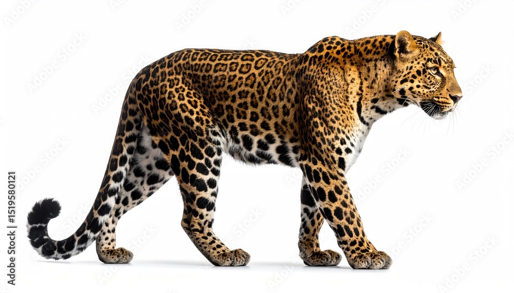 Naklejka premium a leopard isolated on white background in studio shoot 