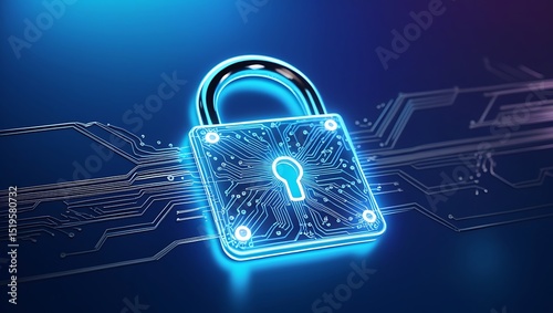 Cybersecurity digital lock on circuit board