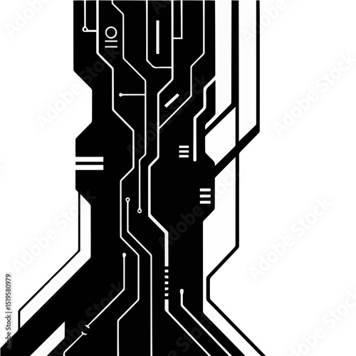 Abstract black and white circuit board background