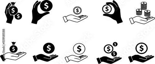 set of icons for finance and money trading business 