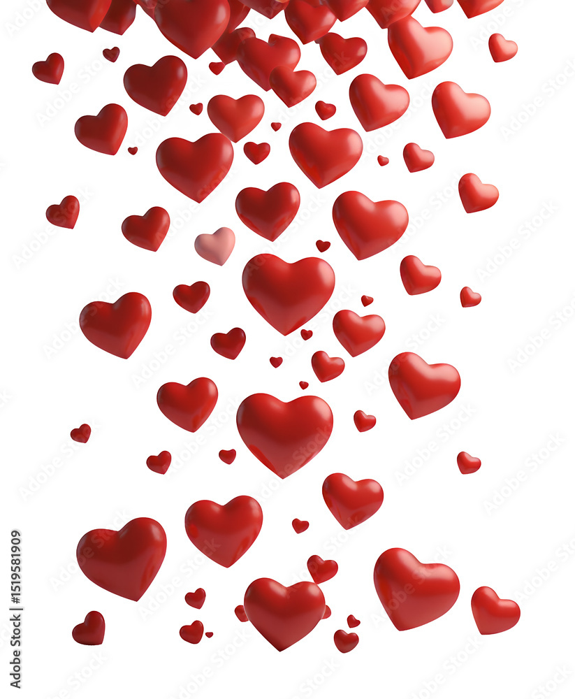Red Hearts, Isolated Transparent Background, 3D Design Element Red Hearts, Isolated Transparent Background, 3D Design Element