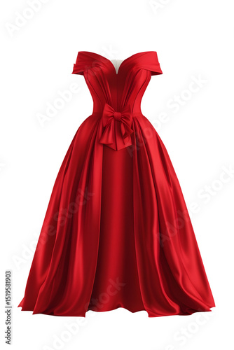 Wallpaper Mural Red, off-the-shoulder, A-line, satin dress with bow detail  Torontodigital.ca