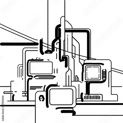 Industrial Factory Machine Outline
