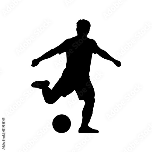 Soccer player silhouette kicking ball