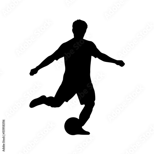 Soccer player silhouette kicking ball