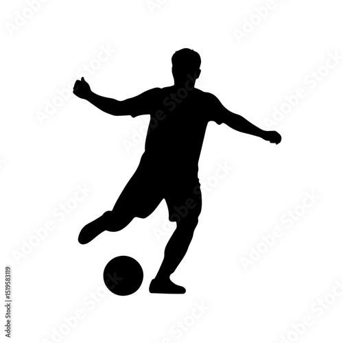 Soccer player silhouette kicking ball