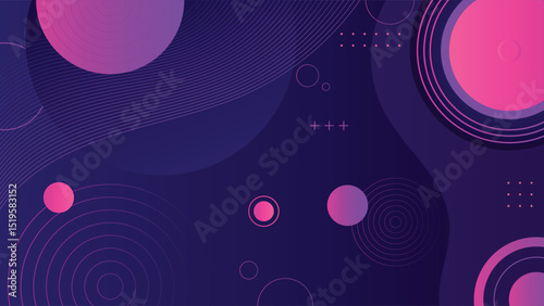 Vibrant abstract background featuring circular shapes curved lines and gradient colors in pink and purple tones perfect for creative digital design projects