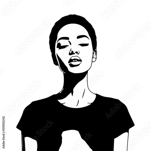 Woman face silhouette minimal portrait