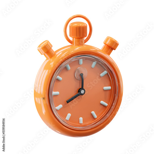 Orange Stopwatch In 3d Rendering Style, high resolution digital graphic illustration for web and print use with clean background perfect for ads social media banners posters marketing