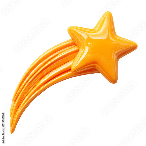 Orange Shooting Star With Curved Tail In Image, high resolution digital graphic illustration for web and print use with clean background perfect for ads social media banners posters