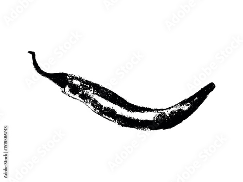 Charcoal style vector doodle chili pepper and jalapeno. Hand drawn symbol for food labels, cosmetic packaging, kitchen decor, and extended license design projects.