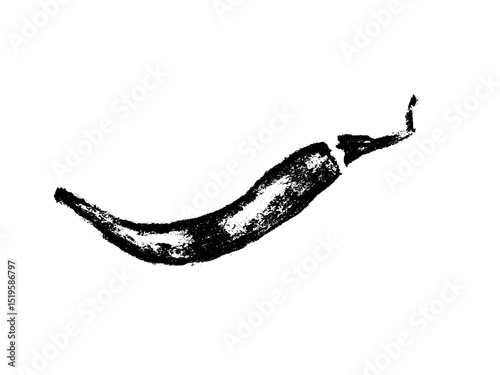 Charcoal style vector doodle chili pepper and jalapeno. Hand drawn symbol for food labels, cosmetic packaging, kitchen decor, and extended license design projects.