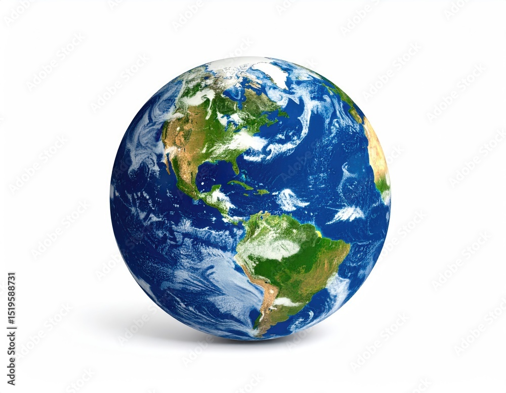 Obraz premium Global Perspective: A stunning depiction of our planet, showcasing its vibrant continents and oceans in an inspiring representation.