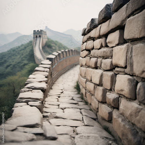 Micro View of the Great Wall of China in Film Photography Style for SD