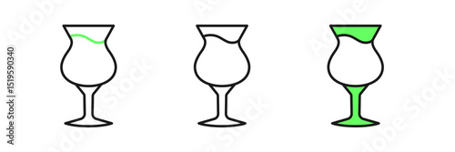 Set line Glass of beer icon isolated on white background. Vector