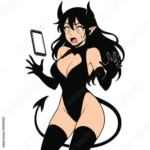 Beautiful Demon Stunned by a Blank Screen