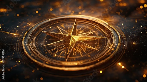 Wallpaper Mural Celestial Compass with a Golden Star Guiding Through the Universe in a Futuristic Navigation Concept  Torontodigital.ca