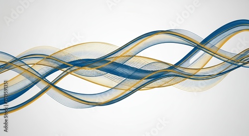 Abstract Blue and Gold Intertwined Waves: Futuristic Flowing Lines Design Background