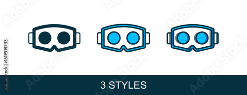 Filled outline Virtual reality glasses icon isolated on white background. Stereoscopic 3d vr mask. Optical head mounted display. Vector