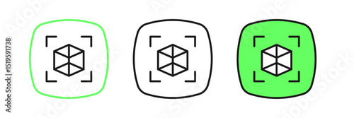 Set line 3d modeling icon isolated on white background. Augmented reality or virtual reality. Vector