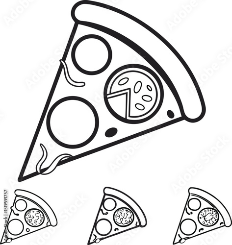Delicious Pizza Slice Line Art Illustration, Culinary Graphic Design, Food Icon, Simple Pizza Drawing, Vector Illustration