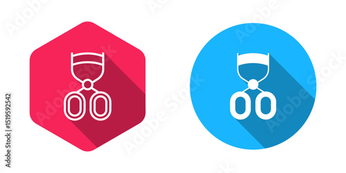 Filled and outline Eyelash curler icon isolated with long shadow background. Makeup tool sign. Vector