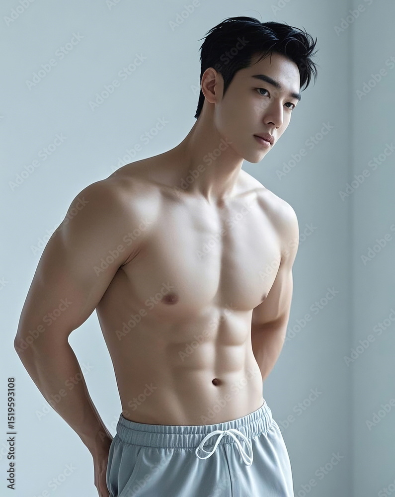 Fototapeta premium 완벽한 근육, 남성미 넘치는 모델, Perfect Muscles, Macho Model