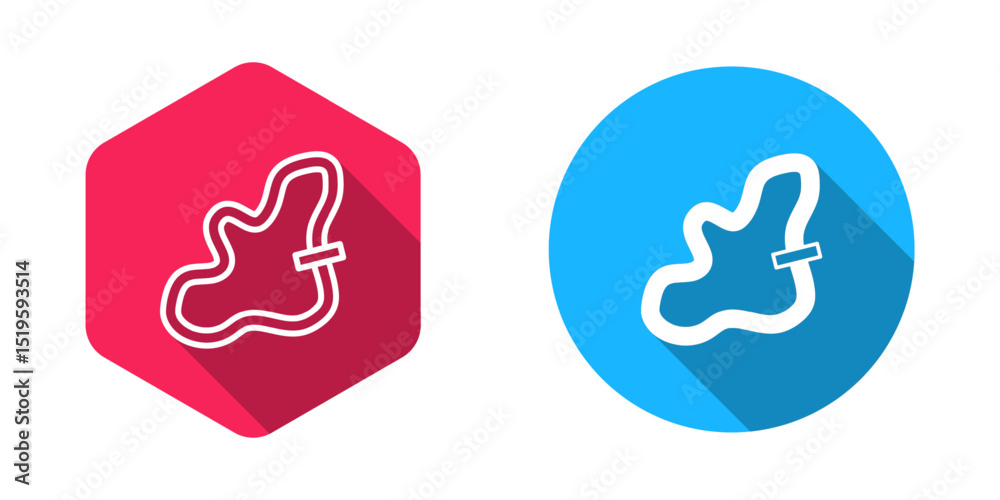 Filled and outline Racing track icon isolated with long shadow background. Vector Filled and outline Racing track icon isolated with long shadow background. Vector