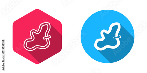 Filled and outline Racing track icon isolated with long shadow background. Vector