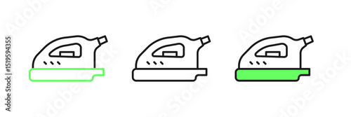 Set line Electric iron icon isolated on white background. Steam iron. Vector