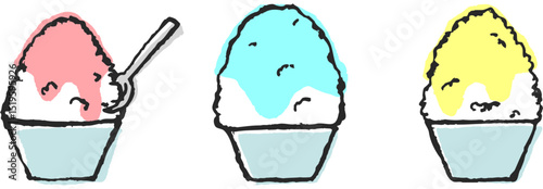 かき氷_アナログ風イラスト