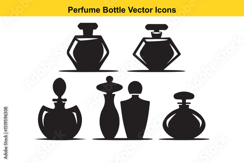 Perfume Bottle Vector Icons – Minimalist Fragrance Silhouettes for Beauty Branding