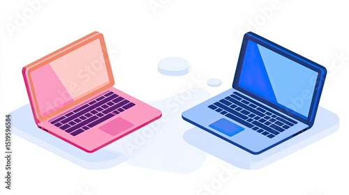 Colorful Laptops on a Minimalist Background with Modern Design Elements