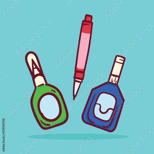 Pen Eraser Cartoon Vector Flat Illustration Concept Isolated