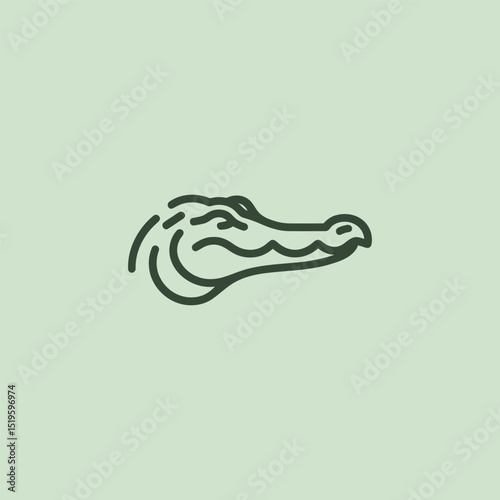 Crocodile logo in clean and minimalist line art design.