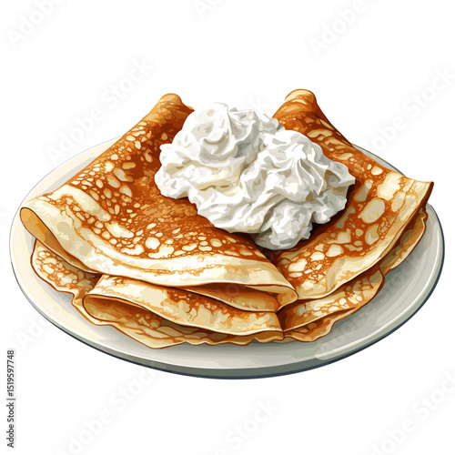 Thin crepes crepe sweet dessert vector isolated on a white background
