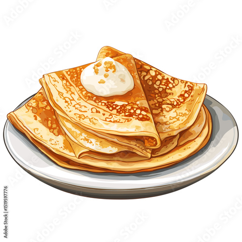 Thin crepes crepe sweet dessert vector isolated on a white background