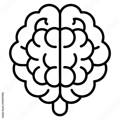 Simple line drawing of a human brain showing two hemispheres and convolutions