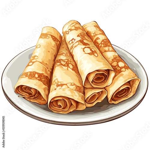 Thin crepes crepe sweet dessert vector isolated on a white background
