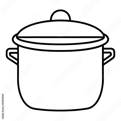 An isolated vector illustration of a stainless steel cooking pot with a red lid and a saucepan, perfect for kitchen equipment and food preparation