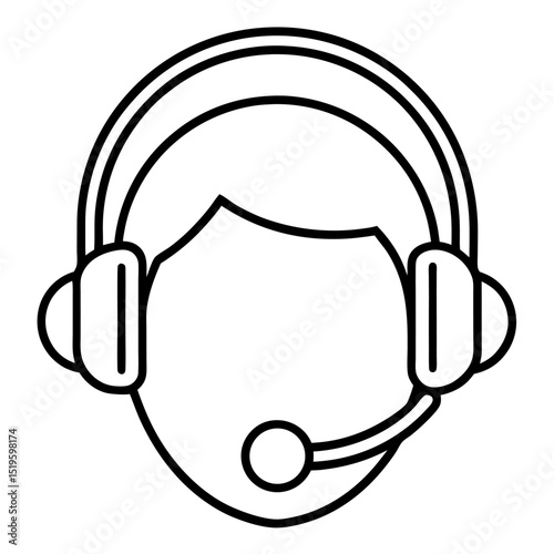 Simple line drawing of a customer service representative with headset