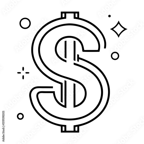 Simple line art dollar sign icon financial success wealth prosperity