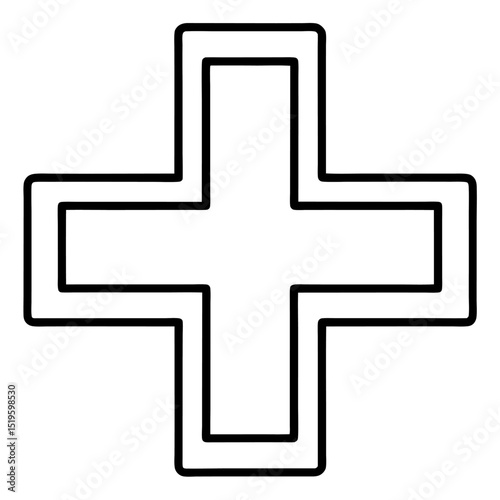 Simple black outline cross medical symbol icon graphic